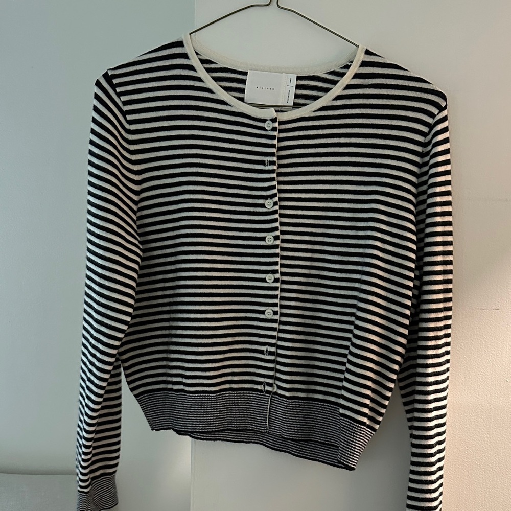 Black and White Striped Cardigan